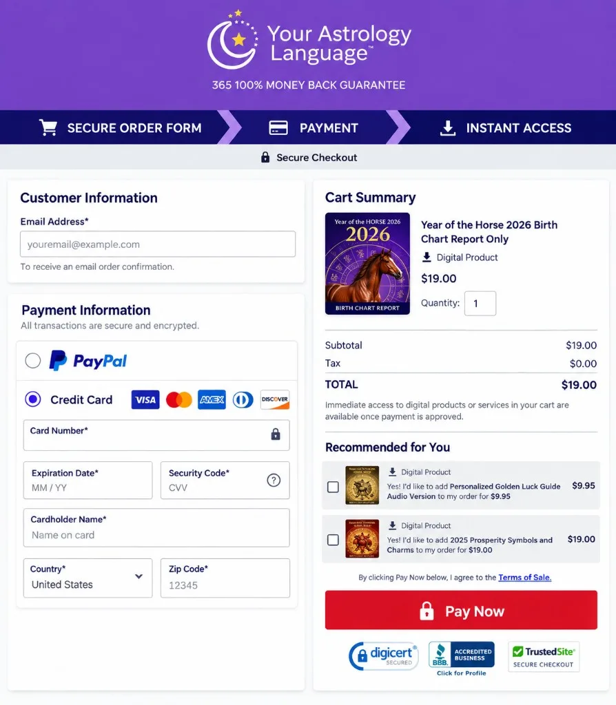 Your Astrology Language secure checkout instant digital access